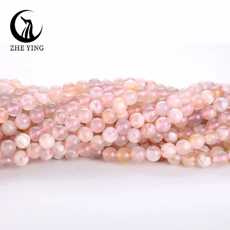 Zheng Yings cherry blossom agate beads round loose gemstone are used for making bracelets and DIY jewelry accessories 241212