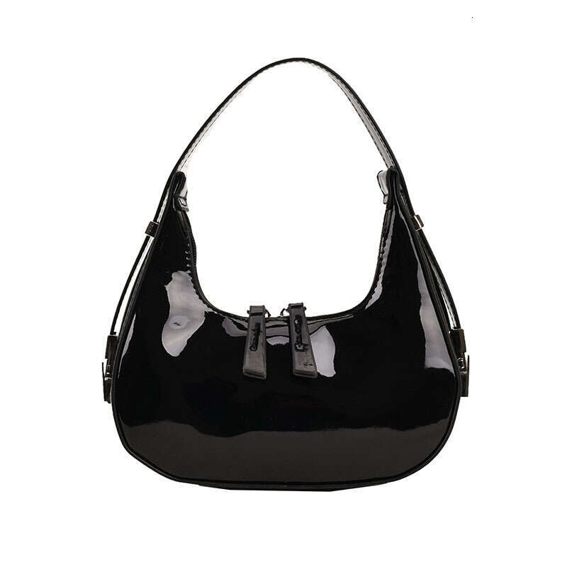 Women's 2023 Spring/Summer New Simple and Fashionable Lacquer Skin Shining Face Single Shoulder Underarm Bag Western Moon