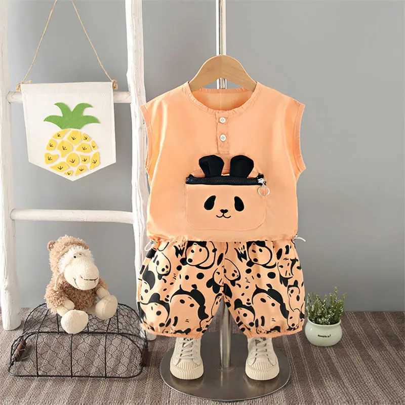 Clothing Sets Summer Kids Clothes Suit Children Boys Cartoon Dog Vest T Shirt Shorts 2Pcs/sets Toddler Fashion Clothing Infant Tracksuits 5age H241214