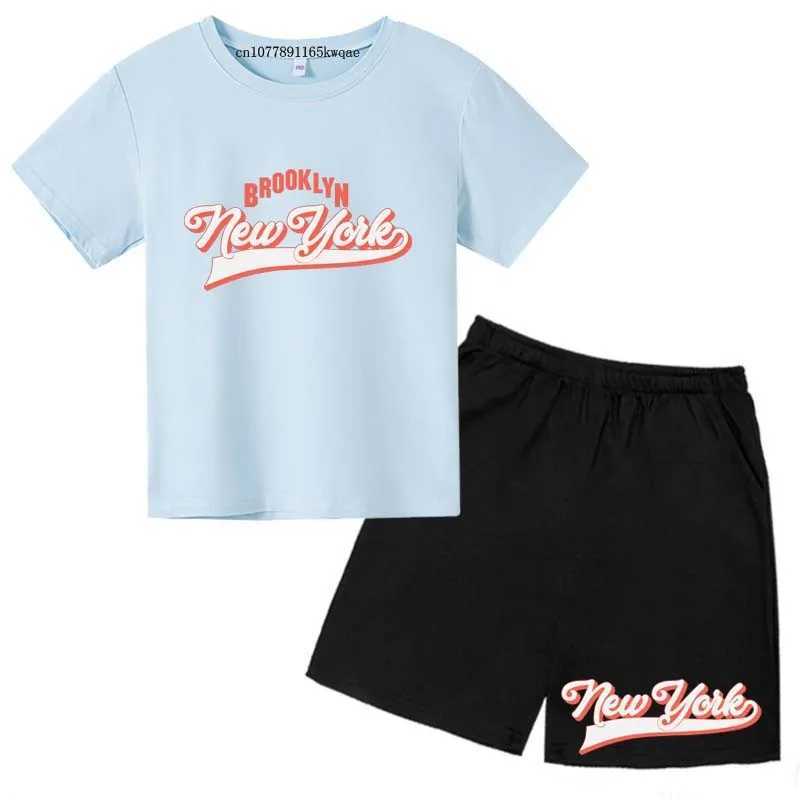 Clothing Sets Kids Summer Leisure Letter Print Soft T-shirts+Pants 2pcs Suits 2-13 Years Boys Girls Sports Streetwears Children Clothes Sets H241214