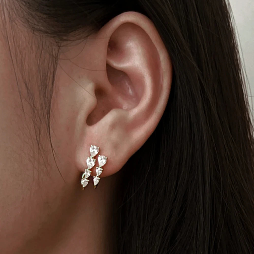 Real S925 Sterling Silver Droplet Earrings Women Brilliant Double Layer Diamond Earrings Female Jewelry Shiny 5A Zircon 241214