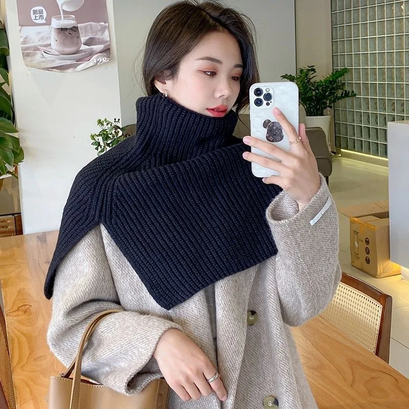 Floral scarves knitted shawls winter collars jackets bibs warm slotted clothing accessories 241211