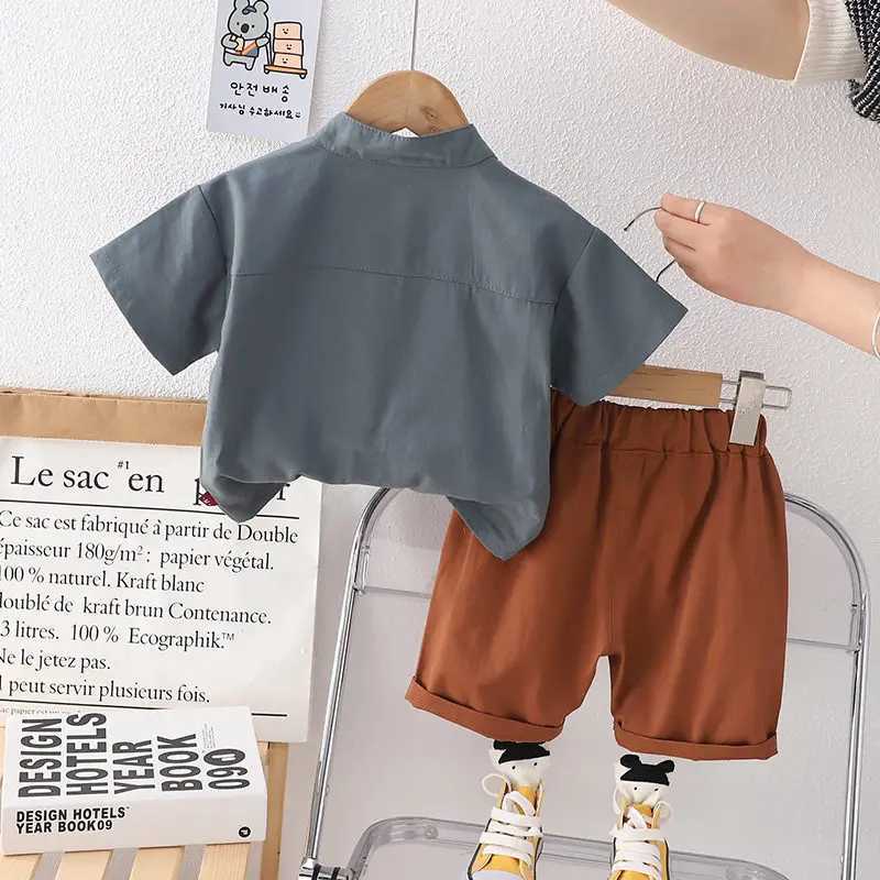 Clothing Sets Children Cotton Clothes Summer Baby Boy Cartoon Solid T Shirt Short 2Pcs/set Infant Kid Fashion Toddler Tracksuit Outwear H241214