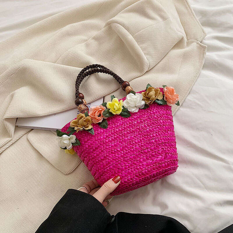 for Women Forest wers, Grass Weaving Baskets, Water Bucket Bags, Instagram Iuencer Girls' Handheld Beach Bag 2024 New Casual Fashion Trendy Cloth