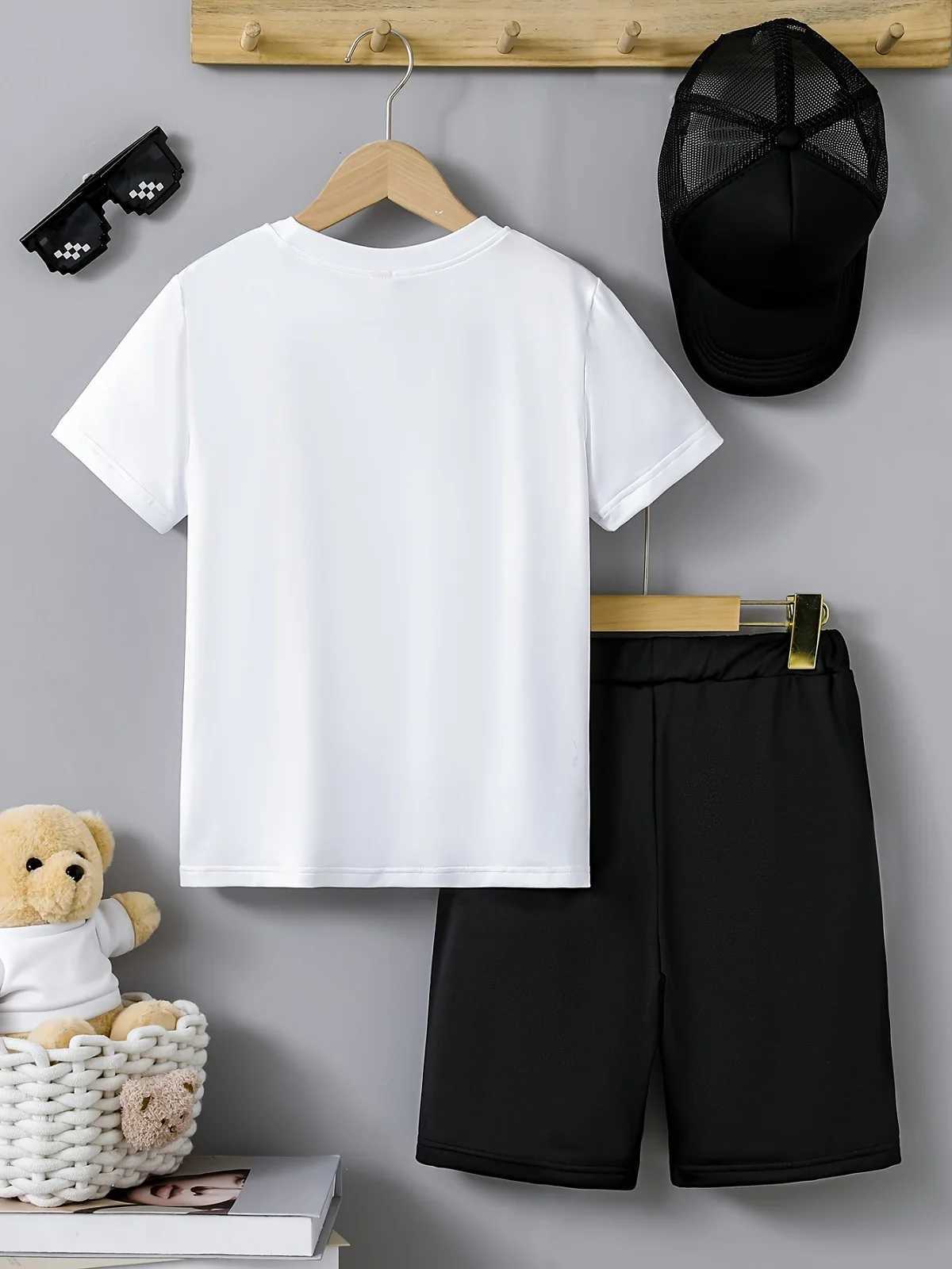 Clothing Sets Summer Baby Kid Boy Clothes Set Children Girls Cartoon Printed Short Sleeve T-shirts and Shorts 2pcs Suit Top Bottom Outfits H241214