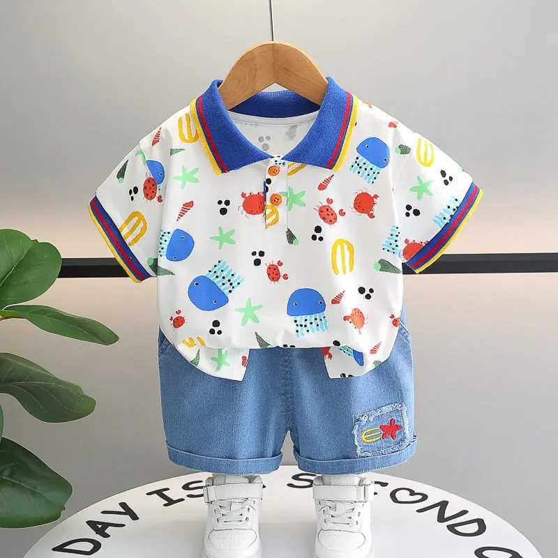 Clothing Sets New Kids Summer Clothing Toddler Children Boy Short Sleeve Cartoon Cars T-shirt Pants Fashion Infant Clothes 2Pcs/Set Tracksuit H241214