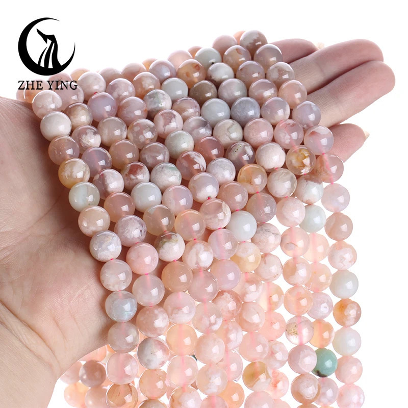 Zheng Yings cherry blossom agate beads round loose gemstone are used for making bracelets and DIY jewelry accessories 241212