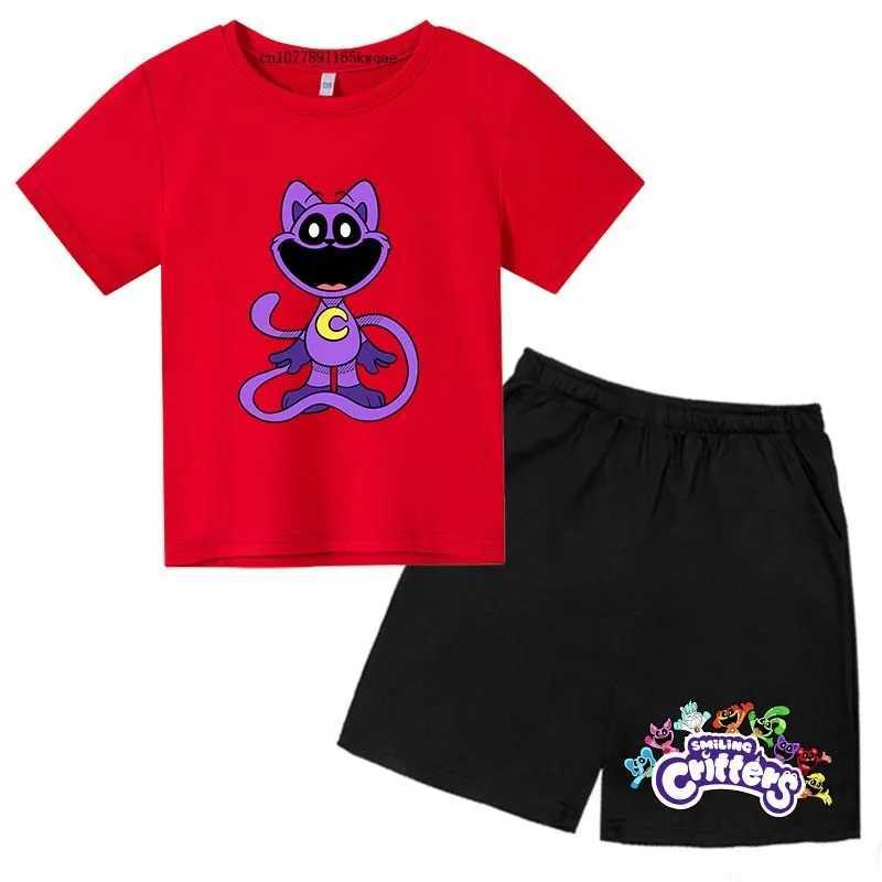 Clothing Sets Smiling Critters Cartoon Print Kids Summer Cute 2pcs Soft T-shirts+Pants Suits 2-13Years Boys Girls Casual Sets Children Clothes H241214