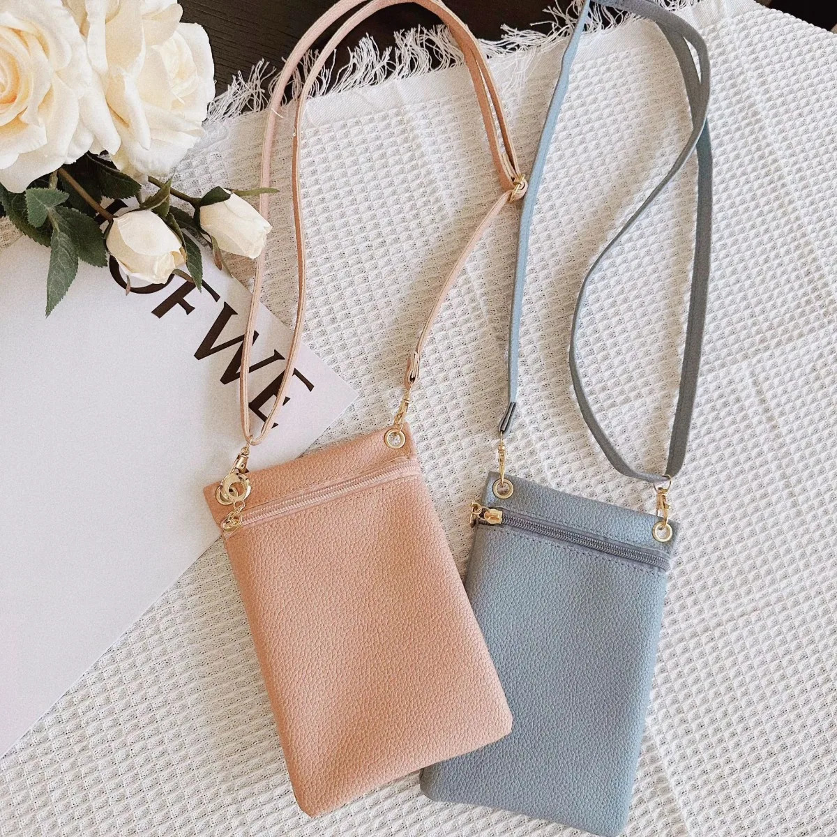 Mini Crossbody Bag PU Litchi Pattern Personalized Fashion Phone Bag Cute Womens Convenient Shoulder Bag Wallet and Handbag 241213