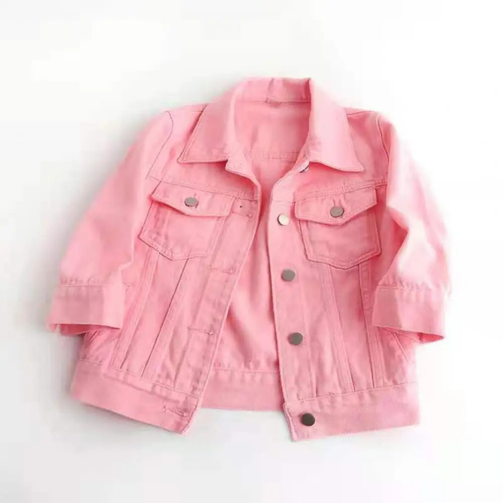 Womens denim jacket candy color half sleeve button single breasted womens summer 241211