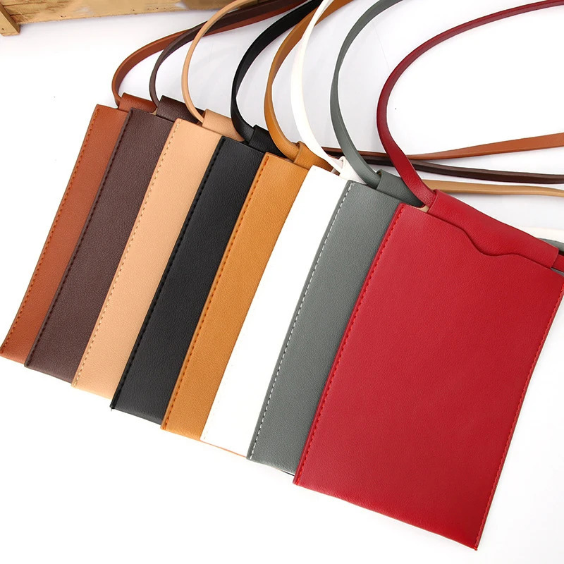 Fashion womens mobile phone wallet PU leather messenger bag solid color mini mobile phone bag mobile phone bag handbag 241213