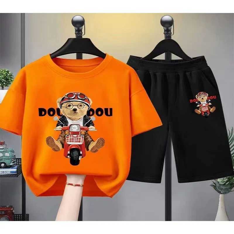Clothing Sets Summer Baby Boy Clothes Set Printed Bear Short Sleeve T-shirts and Shorts 2 Pieces Suit Casual Kid Children Top Bottom Outfits H241214