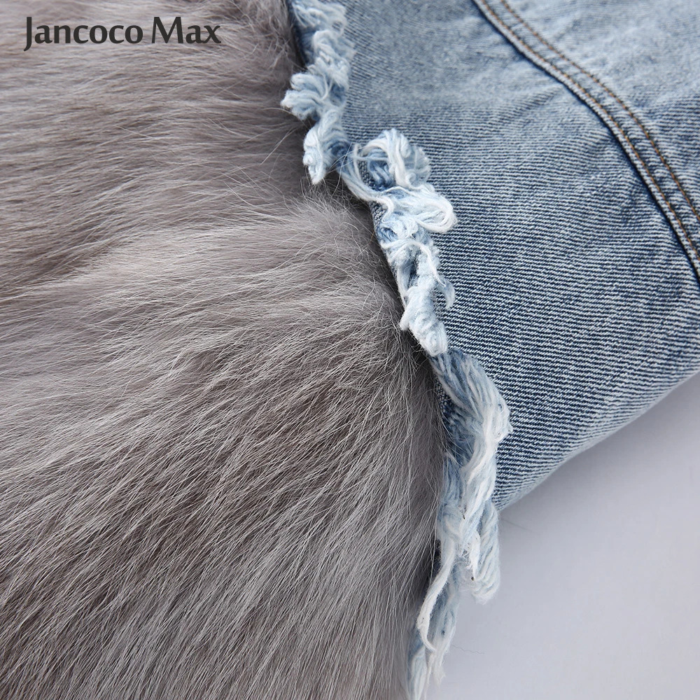 Winter fur coat womens fashion fox fur Parka warm coat womens clothing denim jacket with fur jeans S3502 241210