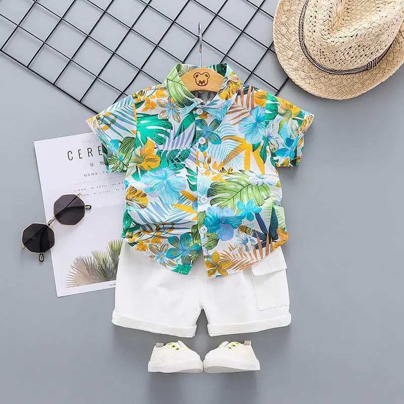 Clothing Sets New Summer Casual Full Printe Baby Boy Toddler Causal Clothes Shirt Pants 2Pcs/set Cotton Kids Outfits Clothing suit 0-5 years H241214