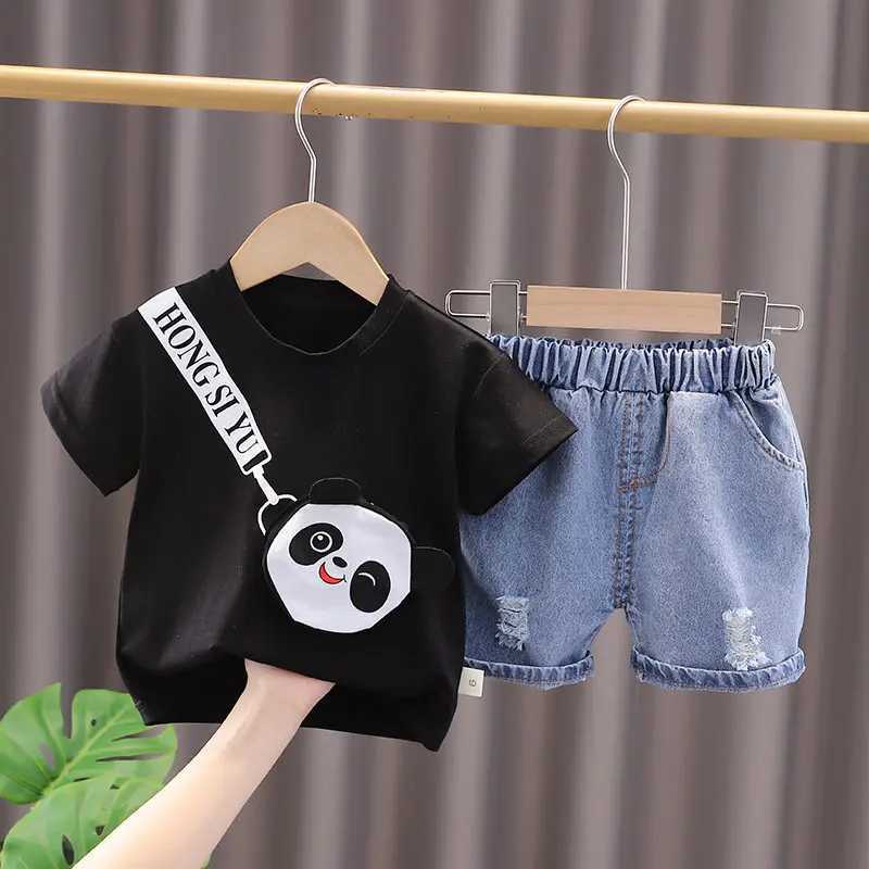 Clothing Sets NEW Baby Boys Summer Wear Newborn Children Clothing Boys Short Sleeve Cartoon T-Shirt Short Pants Tracksuit Suit 2pcs/Set H241214