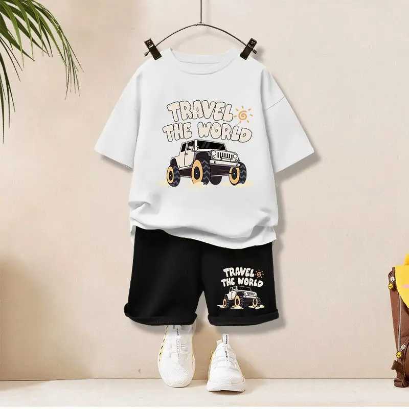 Clothing Sets Summer Children Boy Clothes Letter Printed T-Shirts And Shorts 2 Pieces Set Baby Kid Girls Short Sleeve Top Bottom Outfits H241214