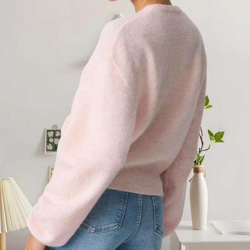 Xingqing Women Sweaters y2k Clothes Solid Color Round Neck Single Breasted Long Sleeve Knitted Cardigan Tops 2000s Streetwear 241214