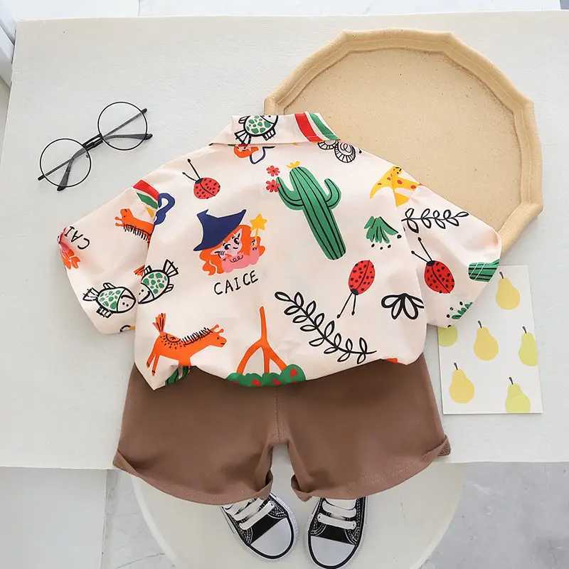 Clothing Sets Kids Fashion Clothes Summer Kids Boys Girls Causal Printe Rainbow Shirt Shorts 2Pcs/Set Baby Toddler Clothing Infant 0-6 Years H241214
