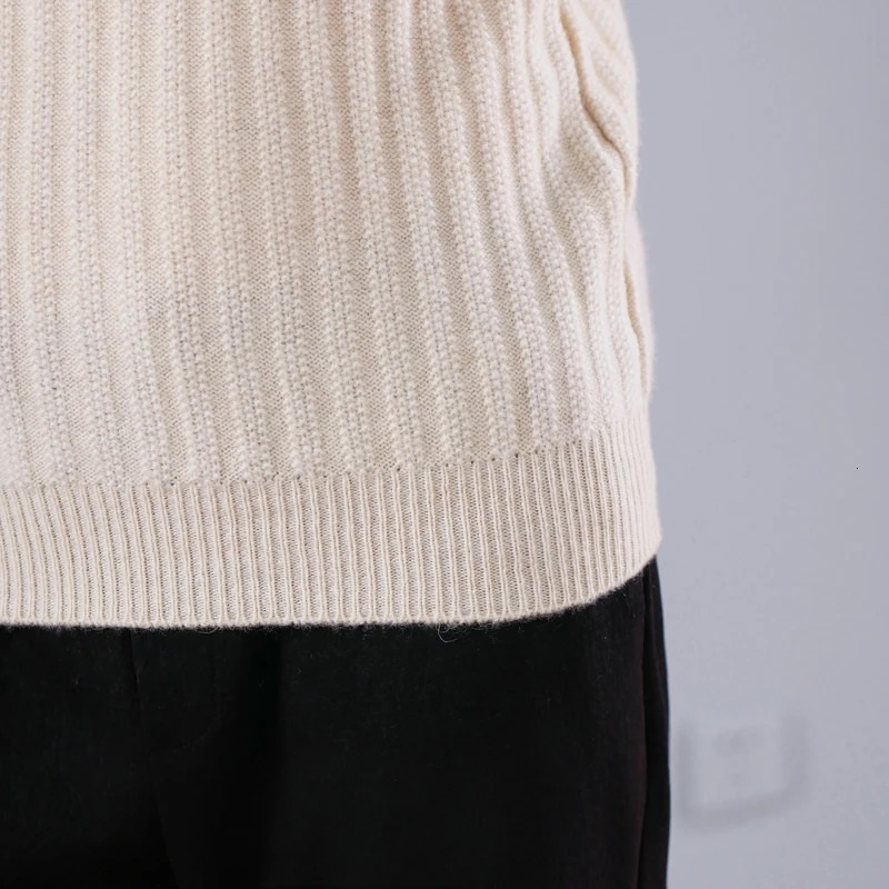 Mens Oneck Jacquard 100% High Count Wool Sweater Loose Plus Size Jumper Autumn Winter Thick Knit Casual Shirt 241209