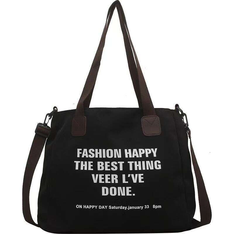 Canvas for women 2024 new letter tote Korean version fashionable versatile crossbody shoulder bag student backpack