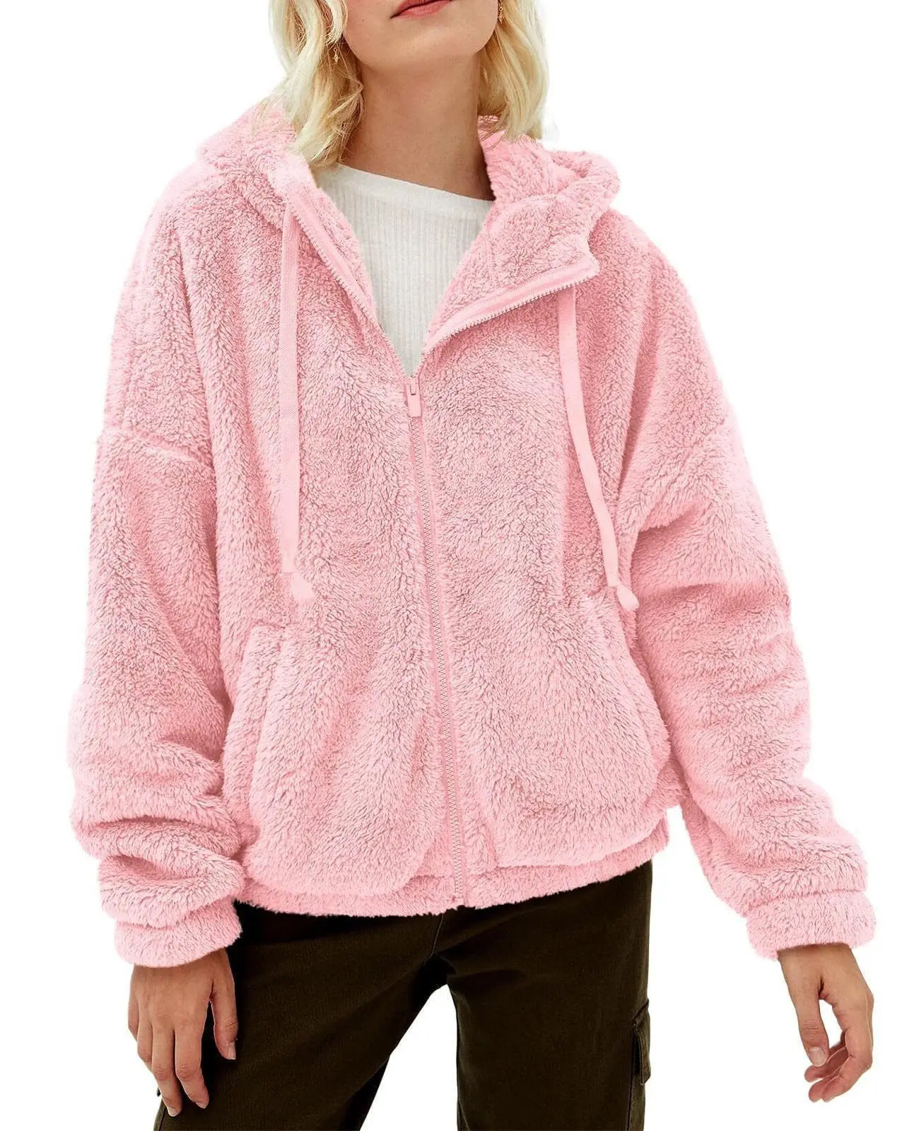 European and American outerwear autumn/winter casual and comfortable hooded sweatshirt with loose zipper pocket 241214