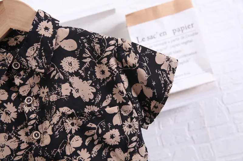 Clothing Sets Children Cotton New Summer Clothes Kids Boy Cartoon Printe Flowers Shirts Shorts 2Pcs/Set Infant Baby Fashion Toddler Tracksuits H241214