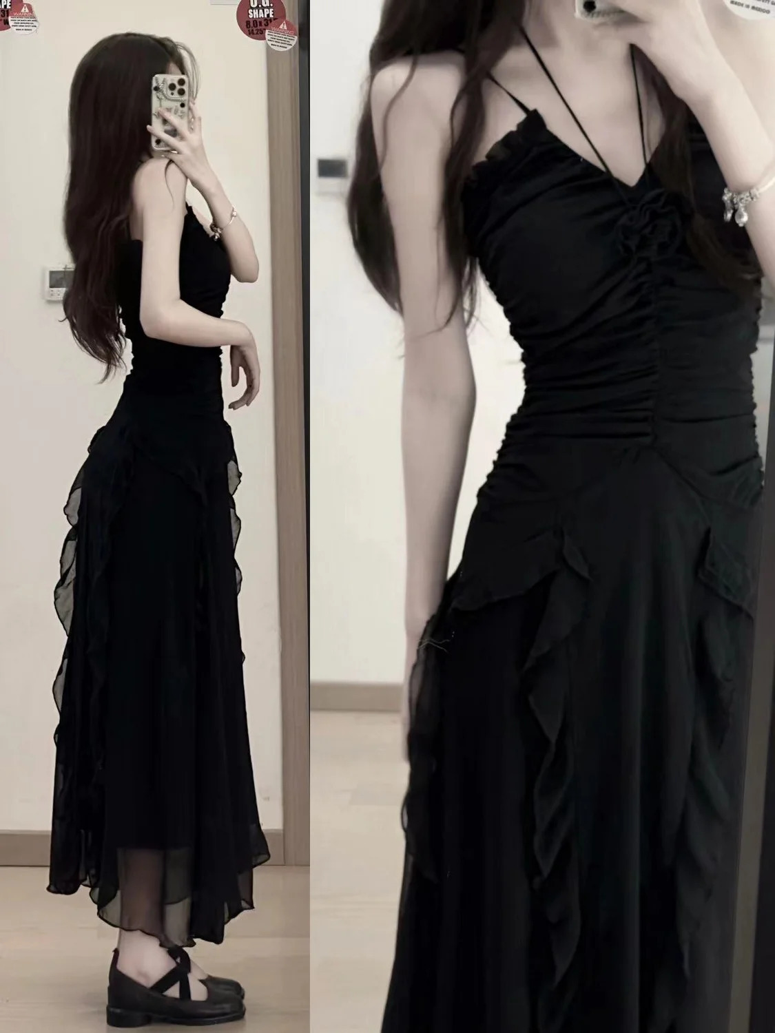 n Style Small Black Dress for Womens Summer Waist Wrap Display Ultra Thin Super Y2K Formal Occasion Tank Top 2023 241212