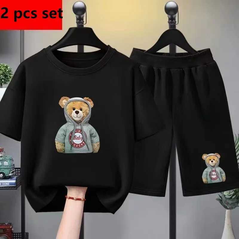 Clothing Sets Summer Baby Boy Clothes Set Printed Cartoon Short Sleeve T-shirts and Shorts 2 Pieces Suit Casual Kid Children Top Bottom Outfit H241214