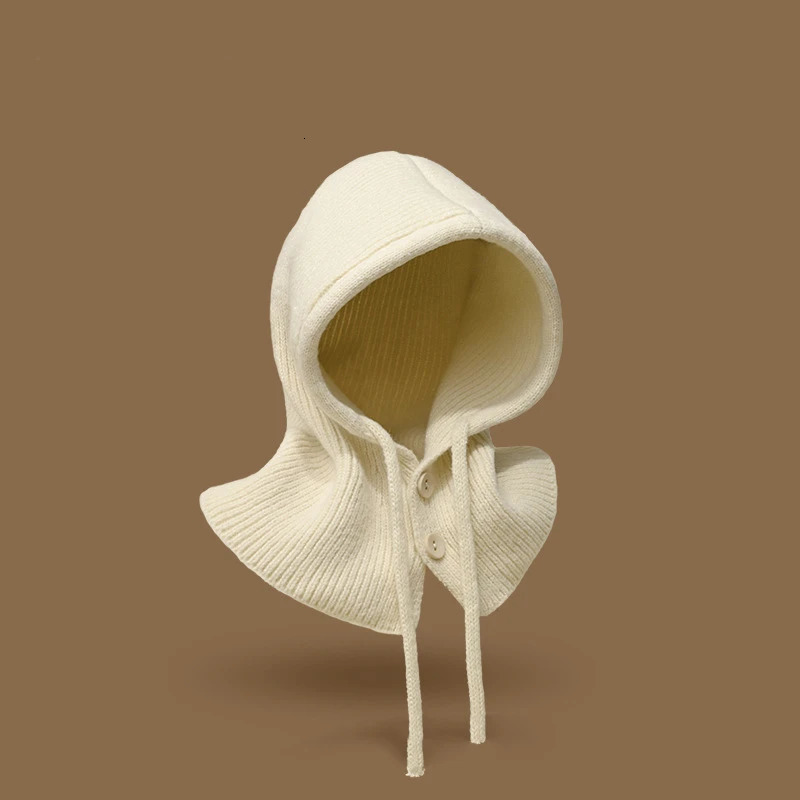 Y2K Girl n Knitted Balaclava Fashion Collar Shawl Hoodie Thick Warm Bean Winter Womens Hat 241211
