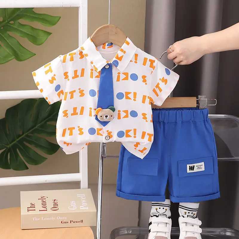 Clothing Sets New Children Casual Clothes Suit Summer Boys Girls Printe Letters Shirt Shorts 2Pcs/Set Kids Toddler Clothing Infant 0-5 Years H241214