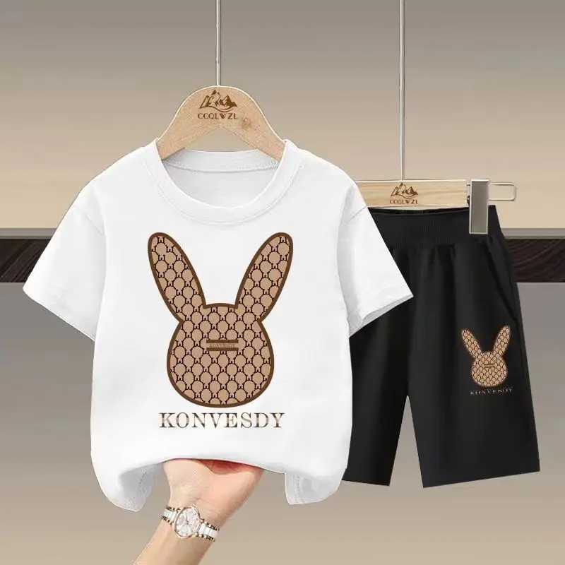 Clothing Sets Summer Baby Girls Clothes Set Kid Boy Rabbit Printed T-Shirts And Shorts 2pcs Suit Children Short Sleev Top Bottom Tracksuits H241214