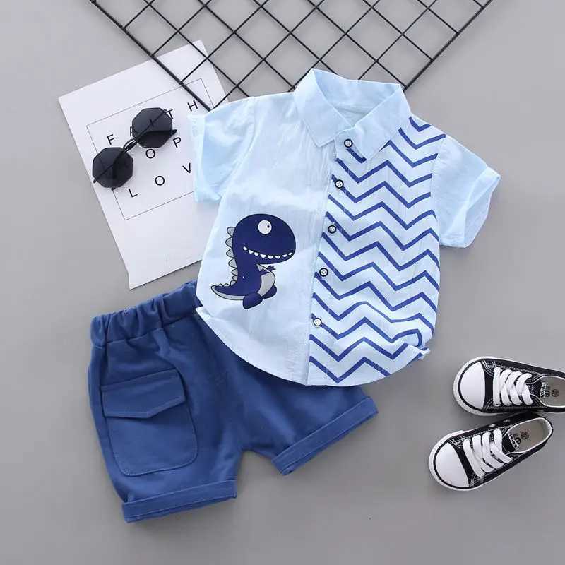 Clothing Sets Summer Casual Newborn Baby Boy Toddler Clothes Set animal Dinosaur Shirt Tops short Pants 2Pcs/sets Cotton Kids Outfits Clothing H241214