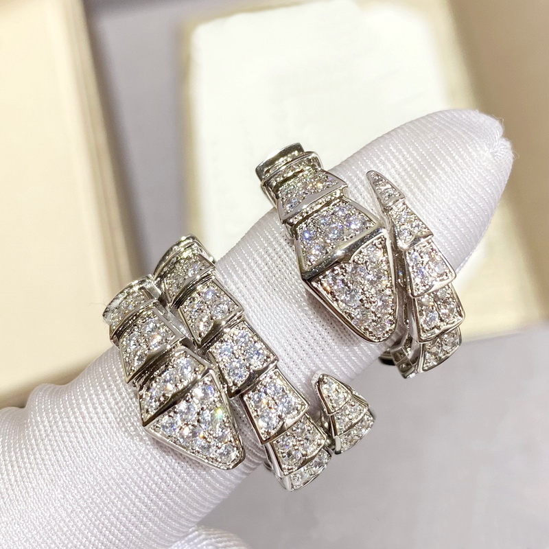 Europe America Designer Collection Fashion Style Ring Lady Women Settings Full Diamond Plated Gold Snake Serpent Viper Single Double Circles Wide Elastic Rings