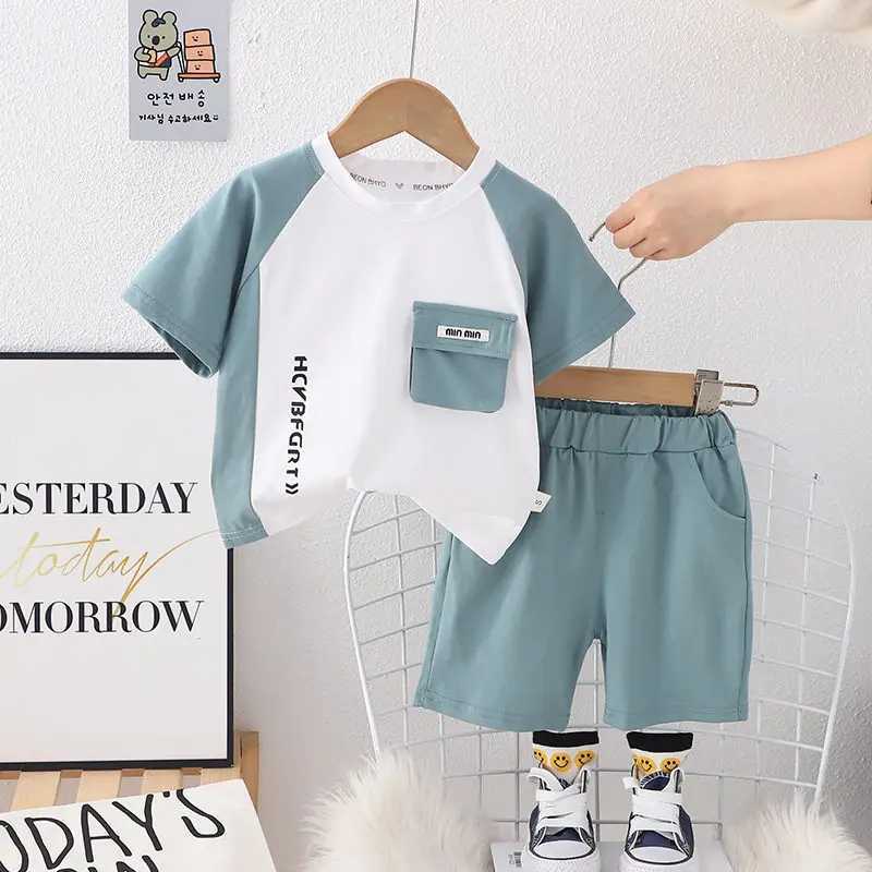 Clothing Sets Summer Children Boys Suit Kids Sport Cotton Causal ket T-Shirt Short Pants 2Pcs/Set Toddler Baby Clothing Tracksuit 0-5 Years H241214