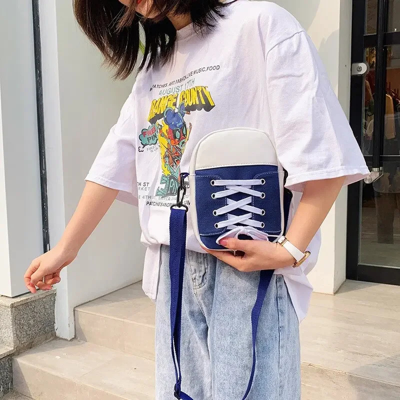 Womens Bag Canvas Bag Fashion Creative Personalized Shoe Shape Shoulder Cross Body Bag Womens Fun Handbag and Wallet 241213