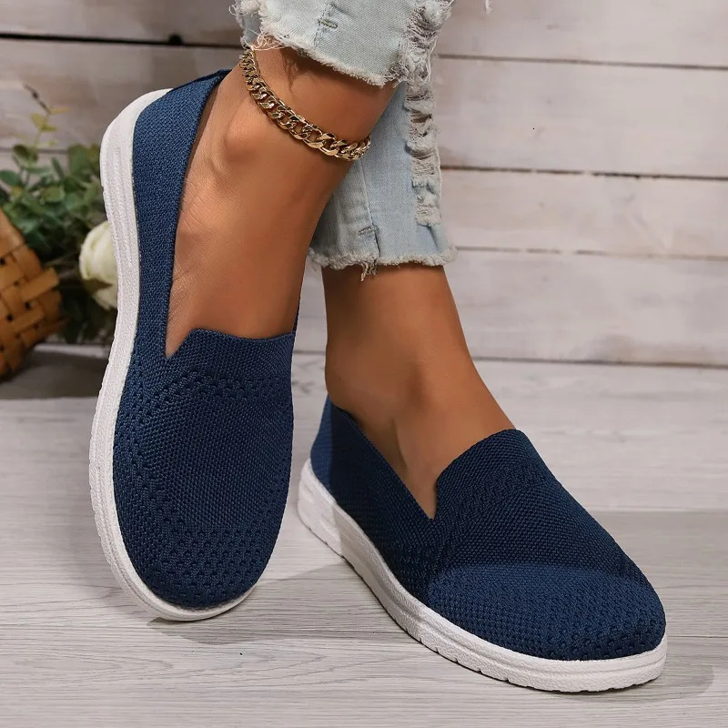 2024 Autumn Round Womens Fashion Website Le Fu Shallow Womens Flat Bottom Soft Bottom Knitted Ballet Flat Shoes Casual Boat Shoes 241213