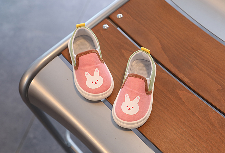 Rabbit Bear Pattern Kids Canvas Shoes Cartoon Soft Sole Sneakers Happysteps For Baby Girls Boys Non Slip Toddler children Casual Shoes Sizes 20-31