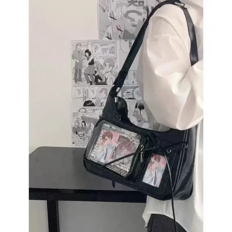 Y2K Harajuku Shoulder Bag Womens Korean Fashion Transparent Ita Bag School Cross Body Bag Womens Japanese er Prefabricated Handbag 241212