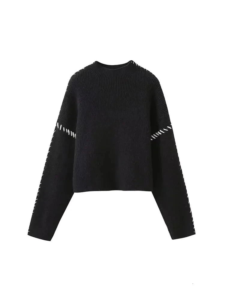ZaZevity TRAF AutumnWinter Large Turtle Neck Sweater Loose Weight Loss Casual n Fashionable Knitted Top 241211