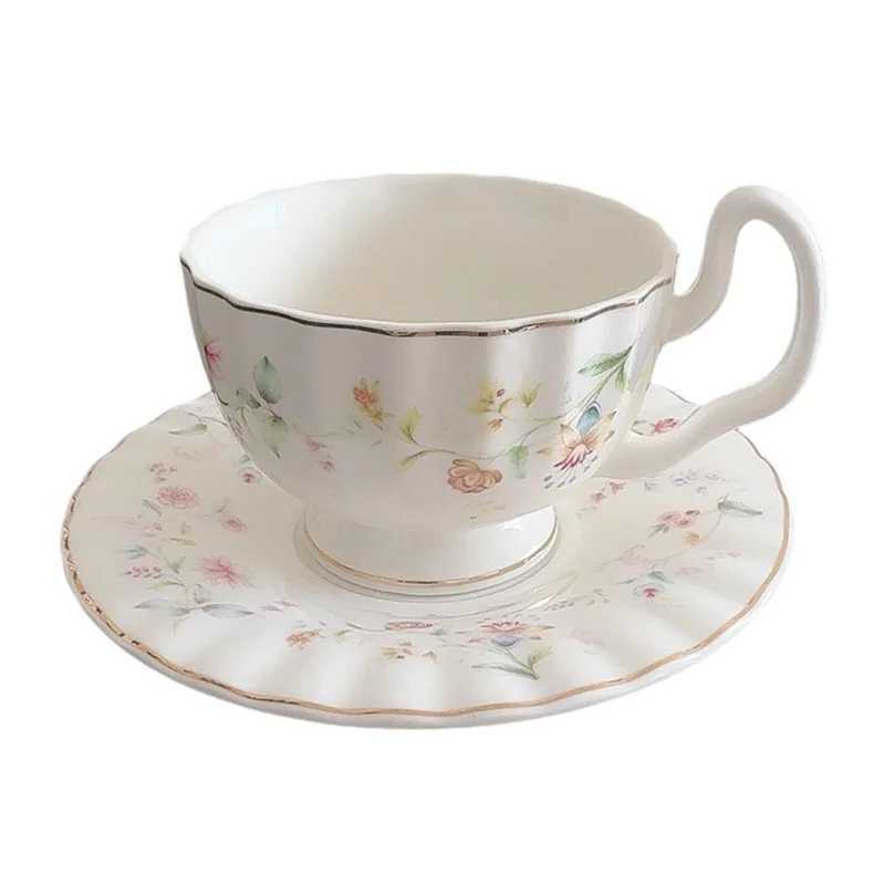 French style ceramic coffee set cup dish lamp luxury home afternoon tea cup flower pattern restaurant latte GS Y241214