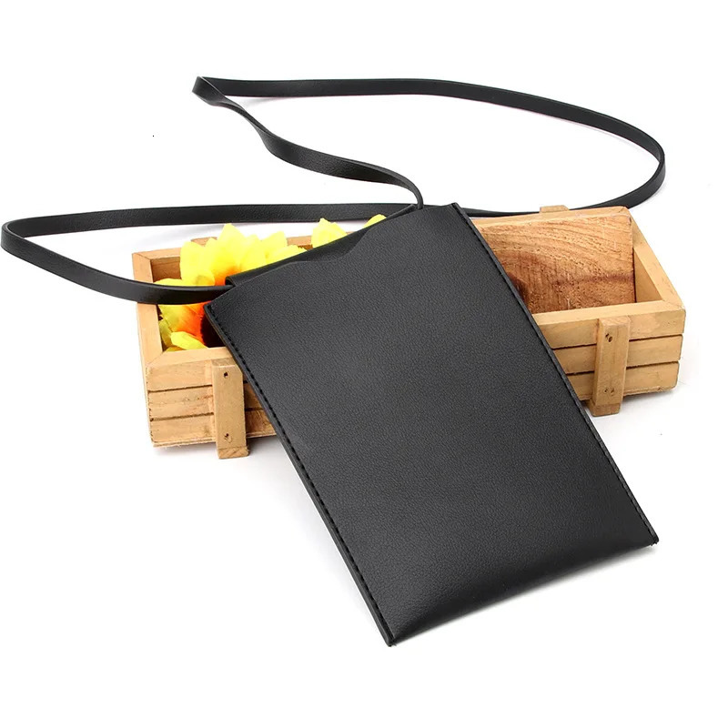 Fashion womens mobile phone wallet PU leather messenger bag solid color mini mobile phone bag mobile phone bag handbag 241213
