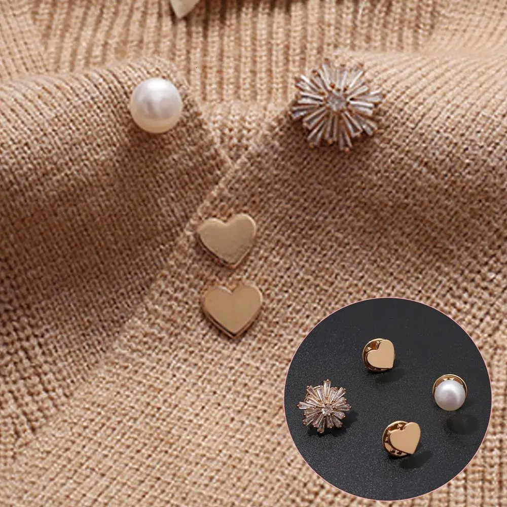 Golden Charm Accessories Pearl Style Decorative Brooch Open Collar Pin Anti Expre Necklace Buckle Heart shaped 241210