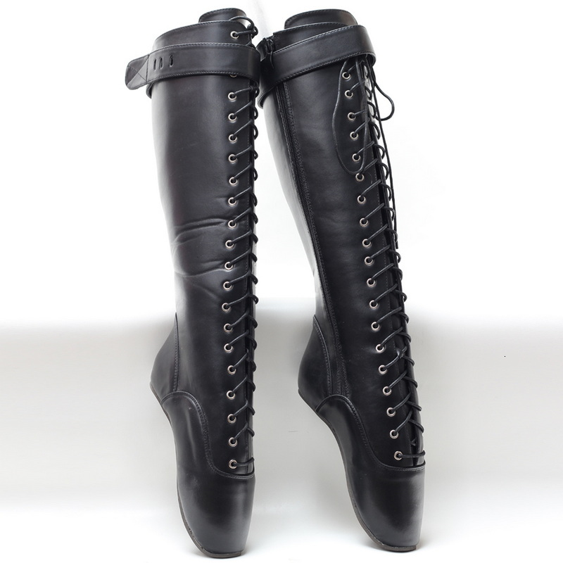18Cm Hoof Heelless Women Knee High Ballet Boots,Fetish Dance Shoes,Men Cosplay Botas,Black,Peach,36-46,Custom Colors,Dropship