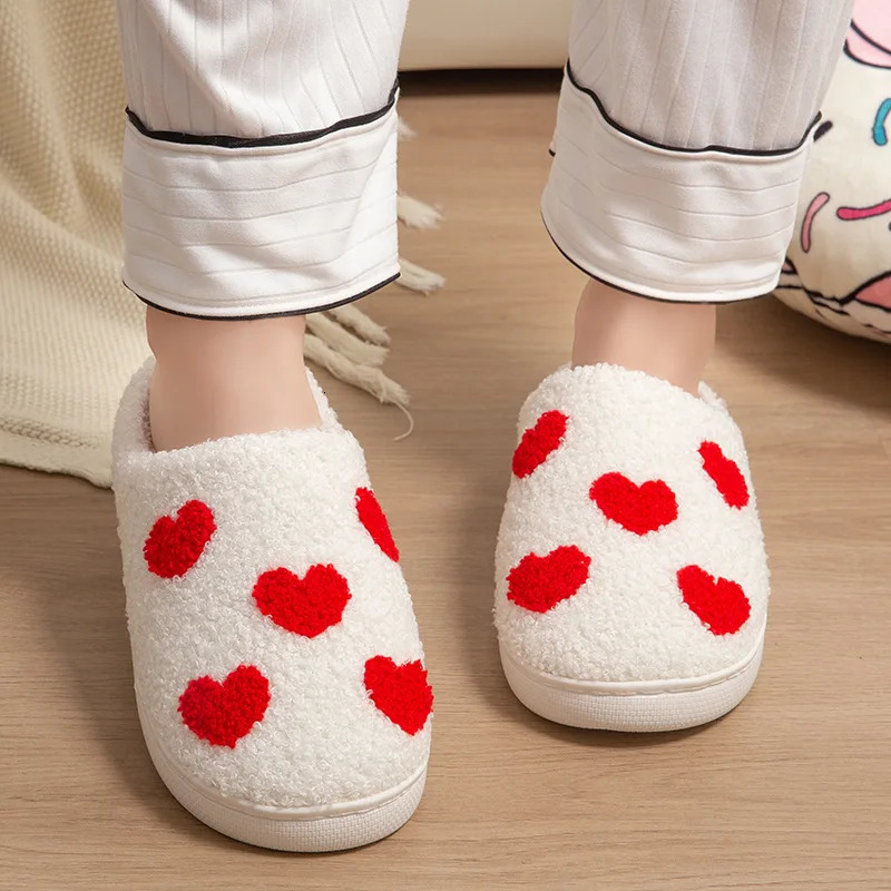 Winter Cotton Slippers Women Home Rainbow Warm Fluffy Slides Indoor House Plush Flip Flops Female Antislip Soft Shoes Wholesale 241214
