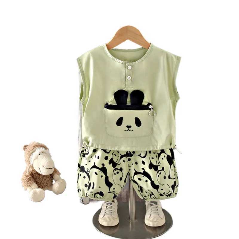 Clothing Sets Summer Kids Clothes Suit Children Boys Cartoon Dog Vest T Shirt Shorts 2Pcs/sets Toddler Fashion Clothing Infant Tracksuits 5age H241214