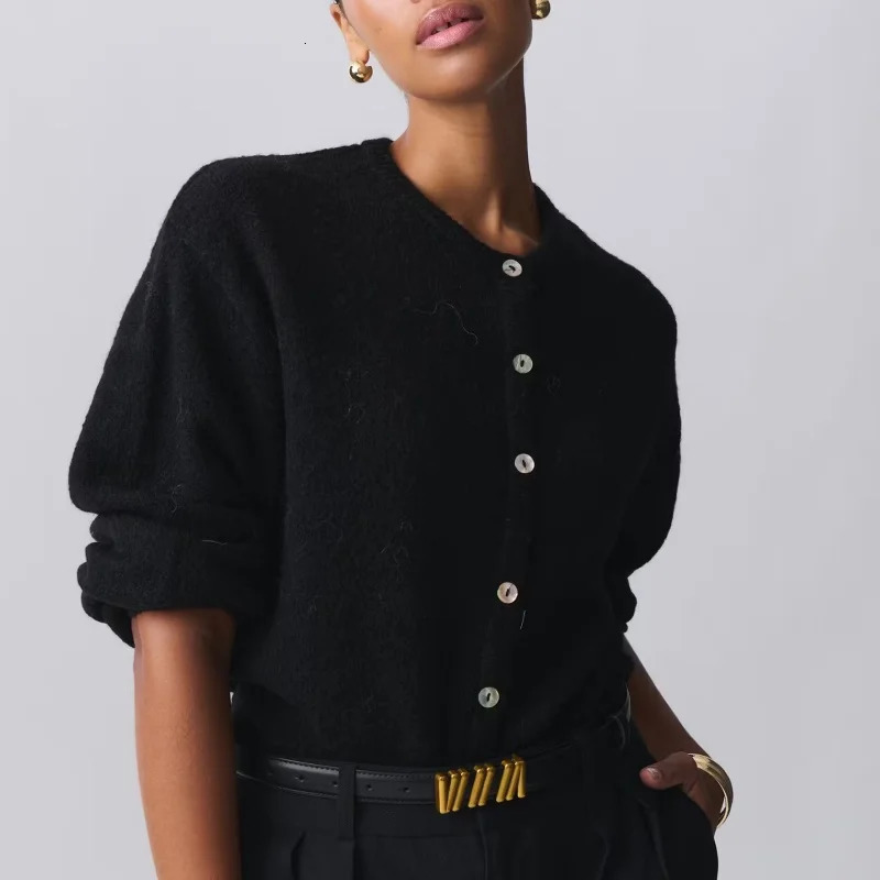 Xingqing Women Sweaters y2k Clothes Solid Color Round Neck Single Breasted Long Sleeve Knitted Cardigan Tops 2000s Streetwear 241214
