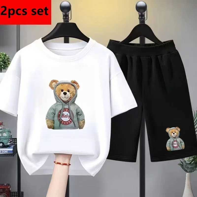 Clothing Sets Summer Baby Boy Clothes Set Printed Cartoon Short Sleeve T-shirts and Shorts 2 Pieces Suit Casual Kid Children Top Bottom Outfit H241214