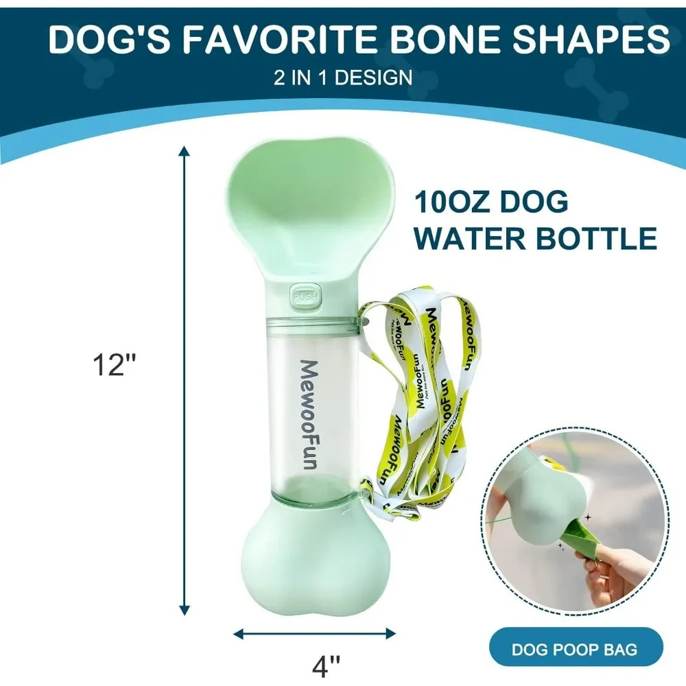 free shipping High Quality 286ml lti-functional Outdoor Unique with Poop Bag Dog Feeders Pet Travel Water Bottle No Spills 241214