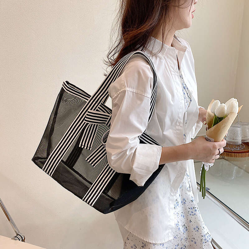 minimalist Korean transparent single shoulder tote bag ins niche fashion large capacity multifunctional handbag armpit 2024 new style chic and elegant