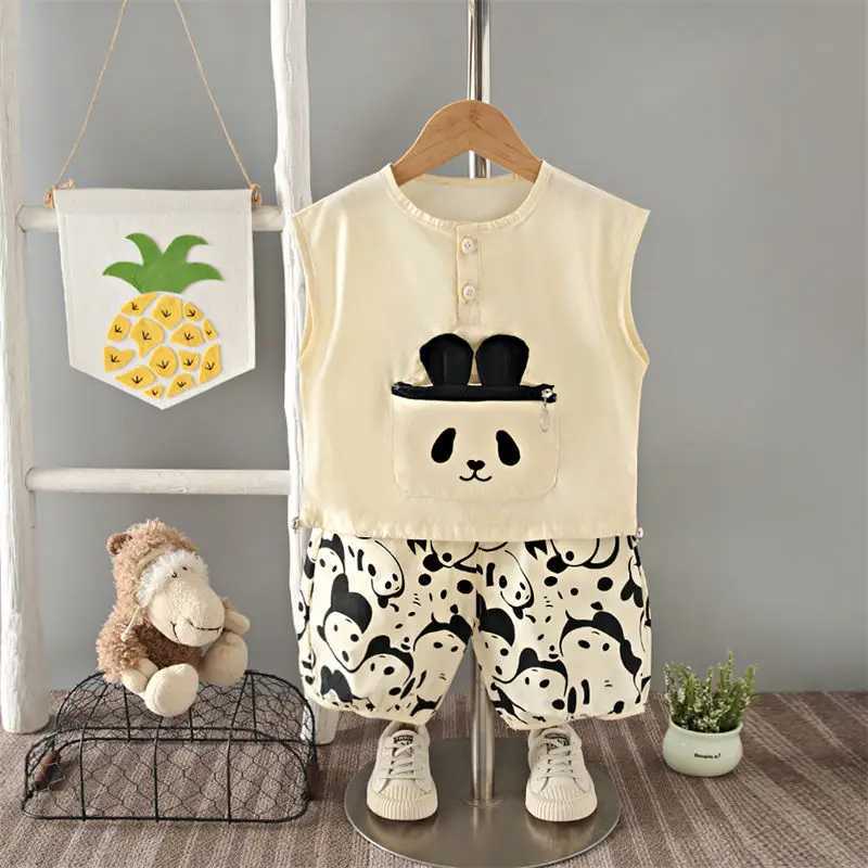Clothing Sets Summer Kids Clothes Suit Children Boys Cartoon Dog Vest T Shirt Shorts 2Pcs/sets Toddler Fashion Clothing Infant Tracksuits 5age H241214